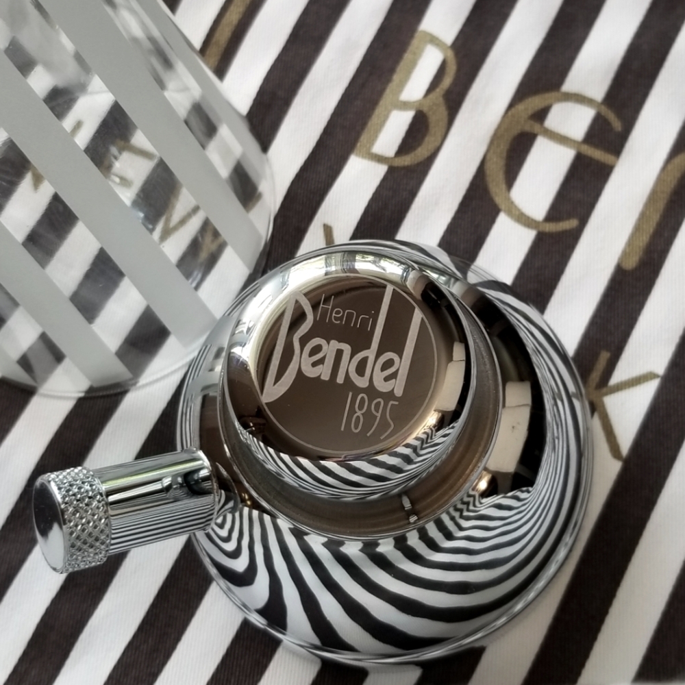 ❗Henri Bendel Striped Clear Cocktail Shaker with Chrome Accents❗